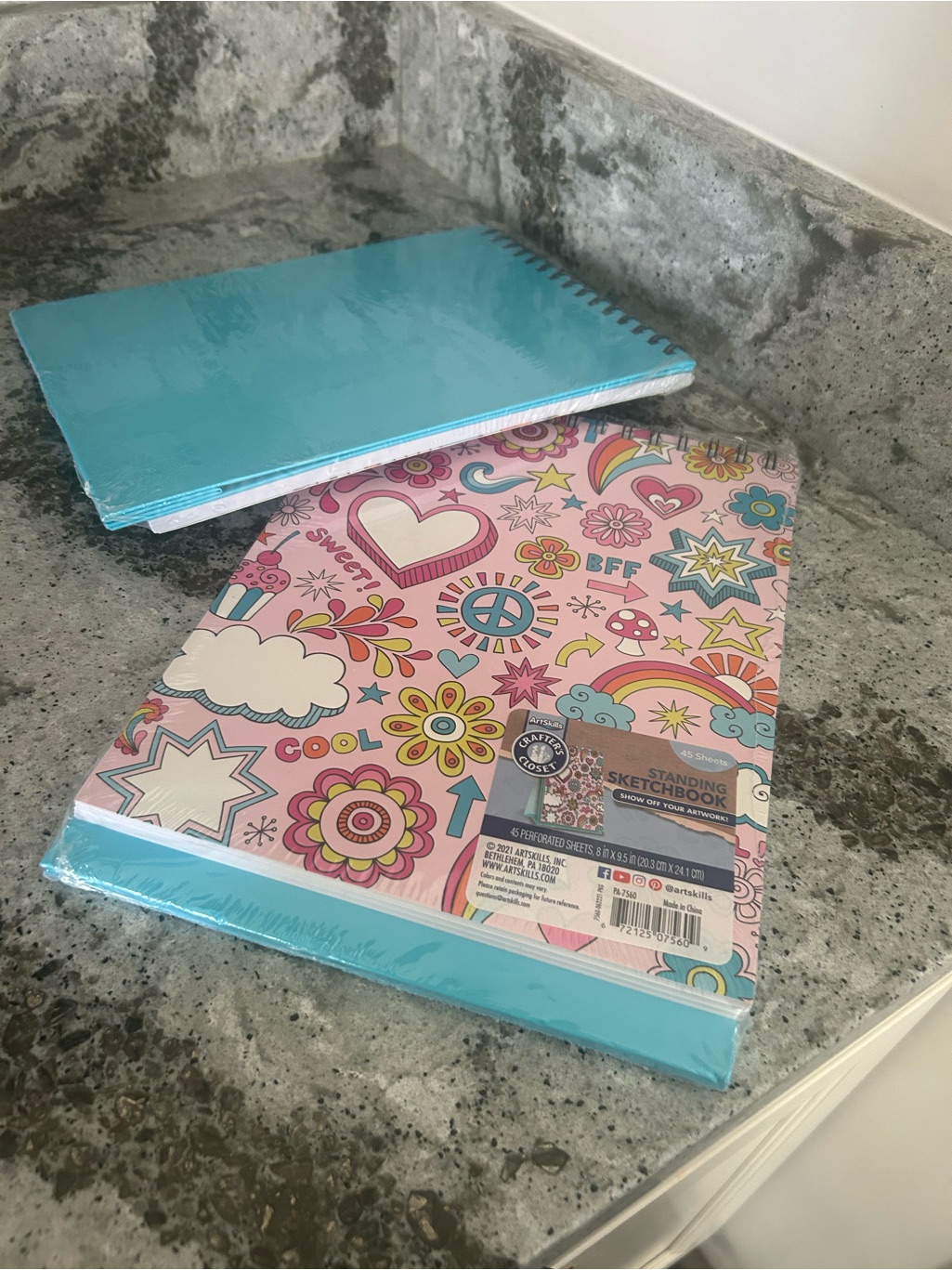 Colorful Doodle Standing Sketchbook - Pink & Turquoise